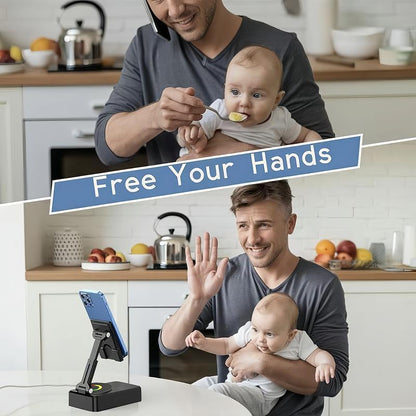 Drahtloser Bluetooth-Lautsprecher 5in1 mit Handyhalterung📲🤳🏻Cilifer® Notfall-Akku mit farbigem Umgebungslicht, 300° faltbar für Tablets, iPhones und Android-Geräte, Geschenkidee für Männer und Frauen, schwarz📲M2