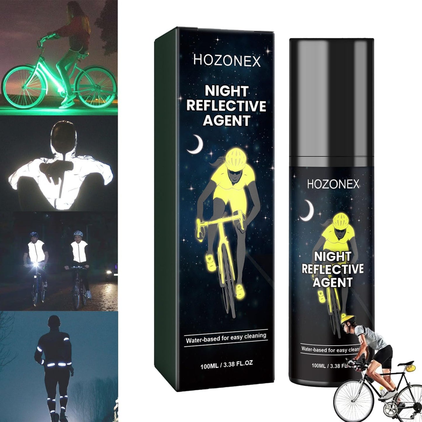 CZTICLE® Im Dunkeln leuchtende, transparente Sprühfarbe, reflektierende Sprühfarbe, wasserfeste Acrylfarbe für den Außenbereich, die im Dunkeln leuchtet, für Fahrräder, gelb