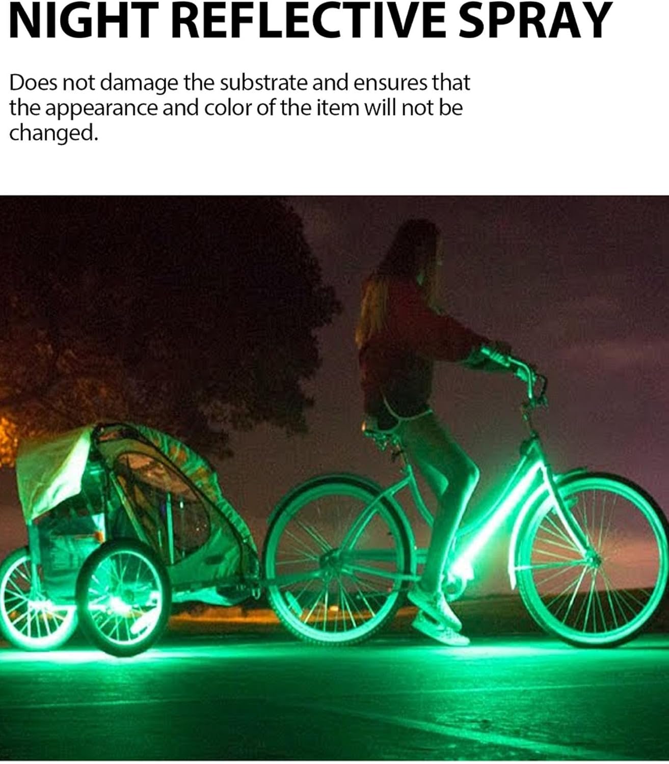 CZTICLE® Im Dunkeln leuchtende, transparente Sprühfarbe, reflektierende Sprühfarbe, wasserfeste Acrylfarbe für den Außenbereich, die im Dunkeln leuchtet, für Fahrräder, gelb