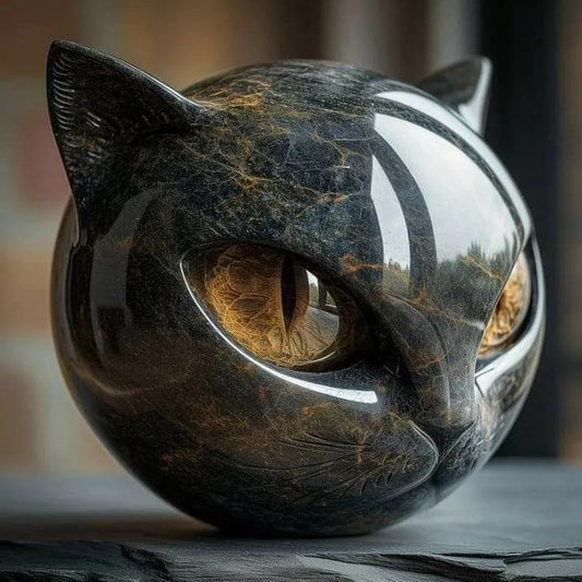 Luxuriöse Schwarze Katzen Quarz Steinskulptur – Elegante Heimdekoration & Geschenk-bereites Kunstwerk